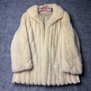 Vintage 1960s UMPA American Mink Fur Coat Ivory Real Fur
